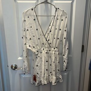 Tularosa black and white dress with tassels